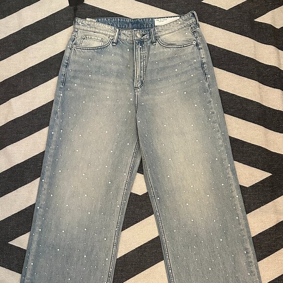NWT Logan Bejeweled Wide-Leg Jean in Misty - Size 29 - Picture 2 of 10